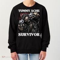 Tummy Ache Survivor Funny Cool Edgy Hard Skeleton Meme Women's Sweatshirt thumb 0