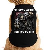 Tummy Ache Survivor Funny Cool Edgy Hard Skeleton Meme Doggie Tank thumb 0