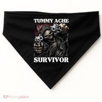 Tummy Ache Survivor Funny Cool Edgy Hard Skeleton Meme USA-Made Doggie Bandana thumb 0