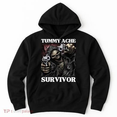 Tummy Ache Survivor Funny Cool Edgy Hard Skeleton Meme Hoodie