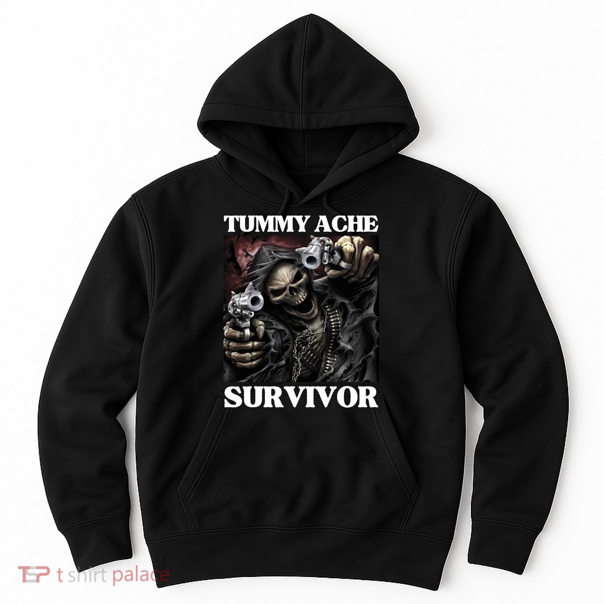 Tummy Ache Survivor Funny Cool Edgy Hard Skeleton Meme Hoodie