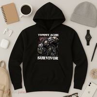 Tummy Ache Survivor Funny Cool Edgy Hard Skeleton Meme Hoodie thumb 3