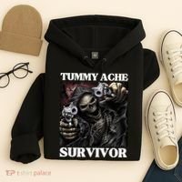 Tummy Ache Survivor Funny Cool Edgy Hard Skeleton Meme Hoodie thumb 4
