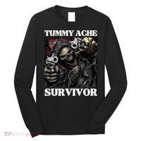 Tummy Ache Survivor Funny Cool Edgy Hard Skeleton Meme Long Sleeve Shirt thumb 0