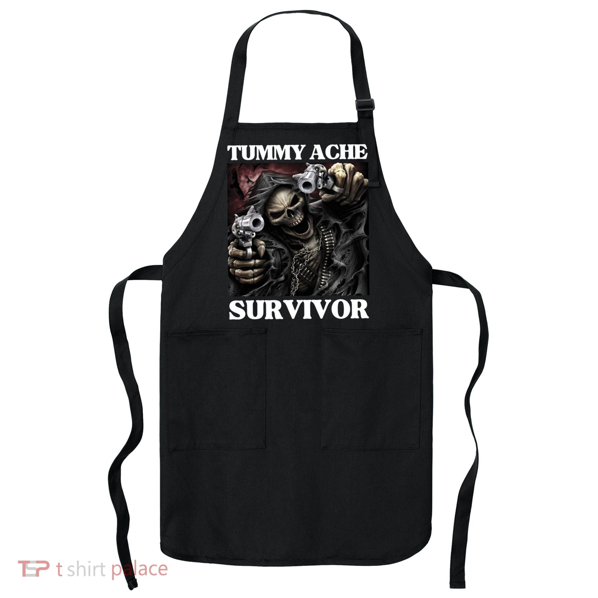 Tummy Ache Survivor Funny Cool Edgy Hard Skeleton Meme Apron