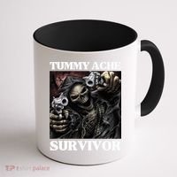 Tummy Ache Survivor Funny Cool Edgy Hard Skeleton Meme Coffee Mug thumb 1