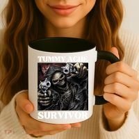 Tummy Ache Survivor Funny Cool Edgy Hard Skeleton Meme Coffee Mug thumb 3