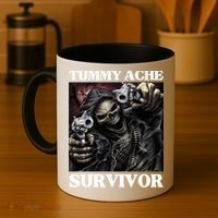Tummy Ache Survivor Funny Cool Edgy Hard Skeleton Meme Coffee Mug thumb 4