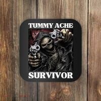 Tummy Ache Survivor Funny Cool Edgy Hard Skeleton Meme Coaster thumb 0