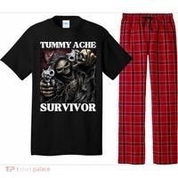Tummy Ache Survivor Funny Cool Edgy Hard Skeleton Meme Pajama Set thumb 0
