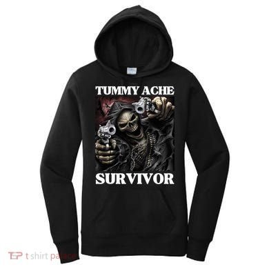 Tummy Ache Survivor Funny Cool Edgy Hard Skeleton Meme Women's Hoodie