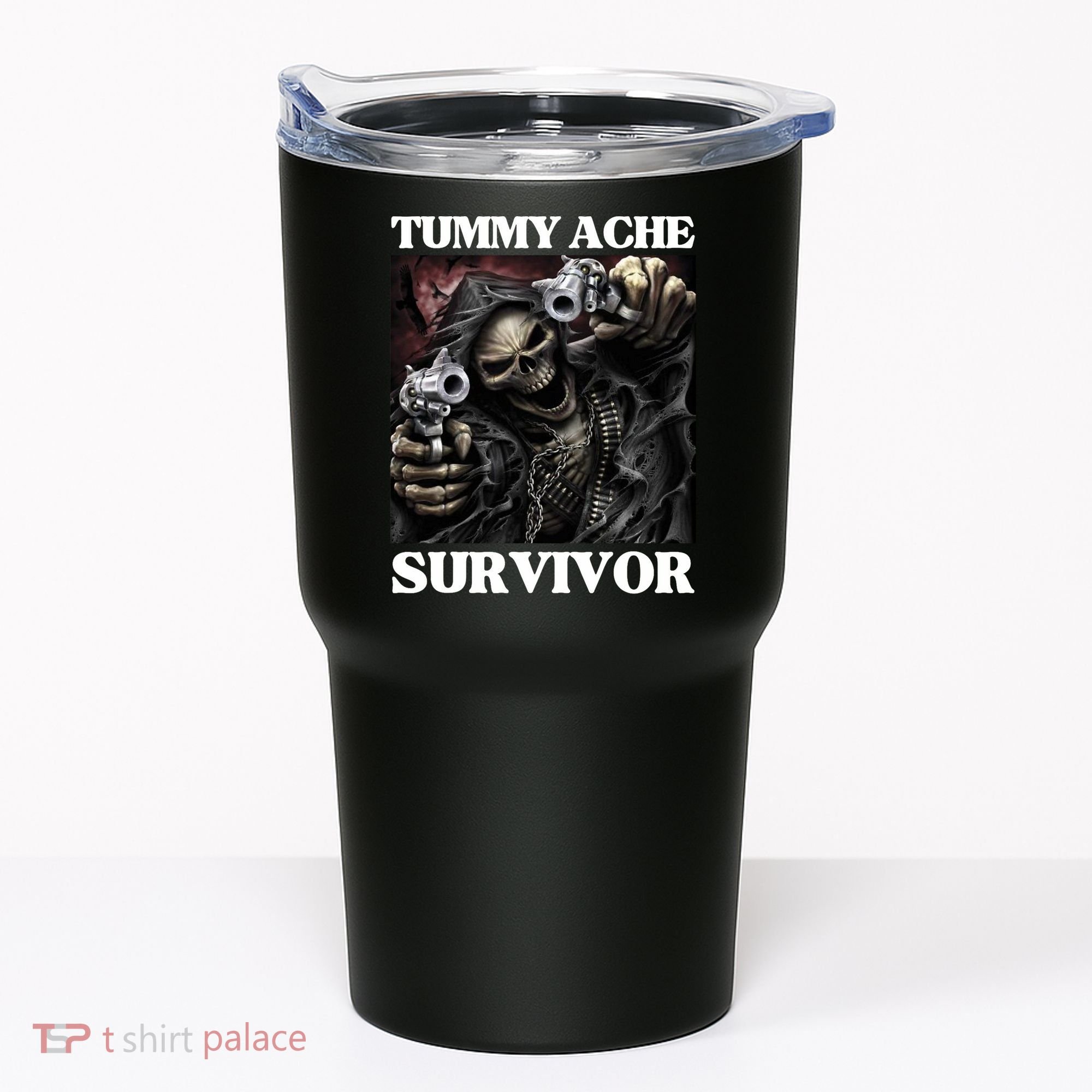 Tummy Ache Survivor Funny Cool Edgy Hard Skeleton Meme Tumbler
