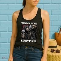 Tummy Ache Survivor Funny Cool Edgy Hard Skeleton Meme Women's Tank Top thumb 2