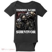 Tummy Ache Survivor Funny Cool Edgy Hard Skeleton Meme Baby Bodysuit thumb 0