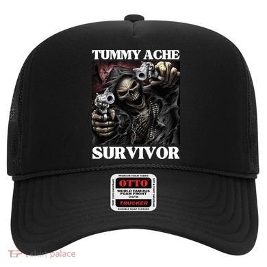 Tummy Ache Survivor Funny Cool Edgy Hard Skeleton Meme Hat