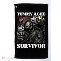 Tummy Ache Survivor Funny Cool Edgy Hard Skeleton Meme Golf Towel thumb 0
