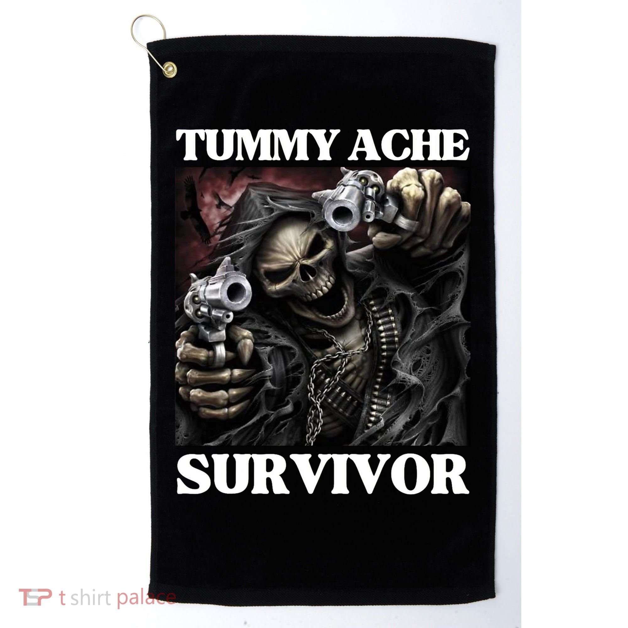 Tummy Ache Survivor Funny Cool Edgy Hard Skeleton Meme Golf Towel