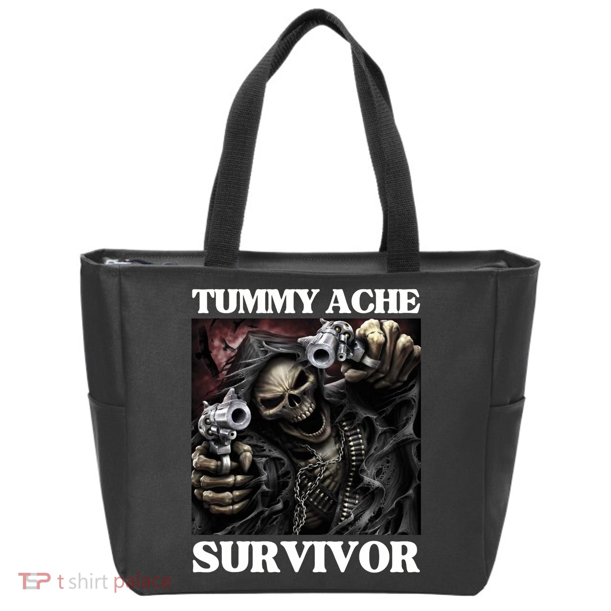 Tummy Ache Survivor Funny Cool Edgy Hard Skeleton Meme Tote Bag