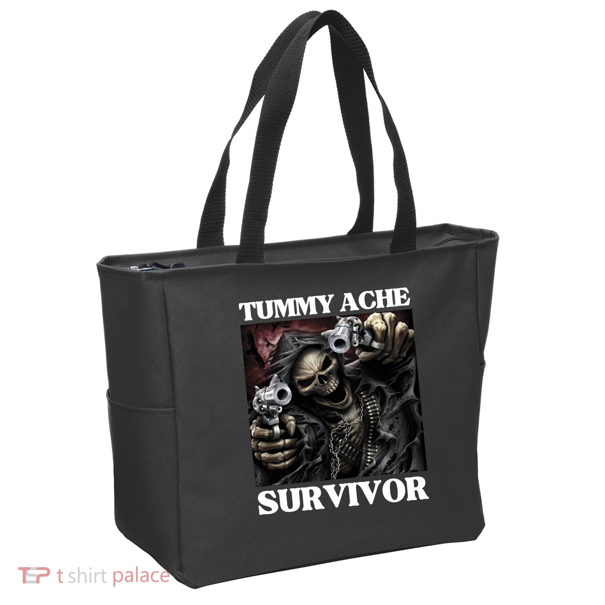 Tummy Ache Survivor Funny Cool Edgy Hard Skeleton Meme Tote Bag