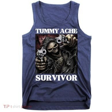 Tummy Ache Survivor Funny Cool Edgy Hard Skeleton Meme Tank Top