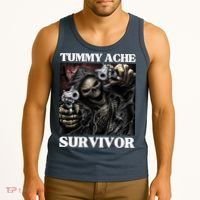 Tummy Ache Survivor Funny Cool Edgy Hard Skeleton Meme Tank Top thumb 3