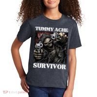 Tummy Ache Survivor Funny Cool Edgy Hard Skeleton Meme Kids T-Shirt thumb 2