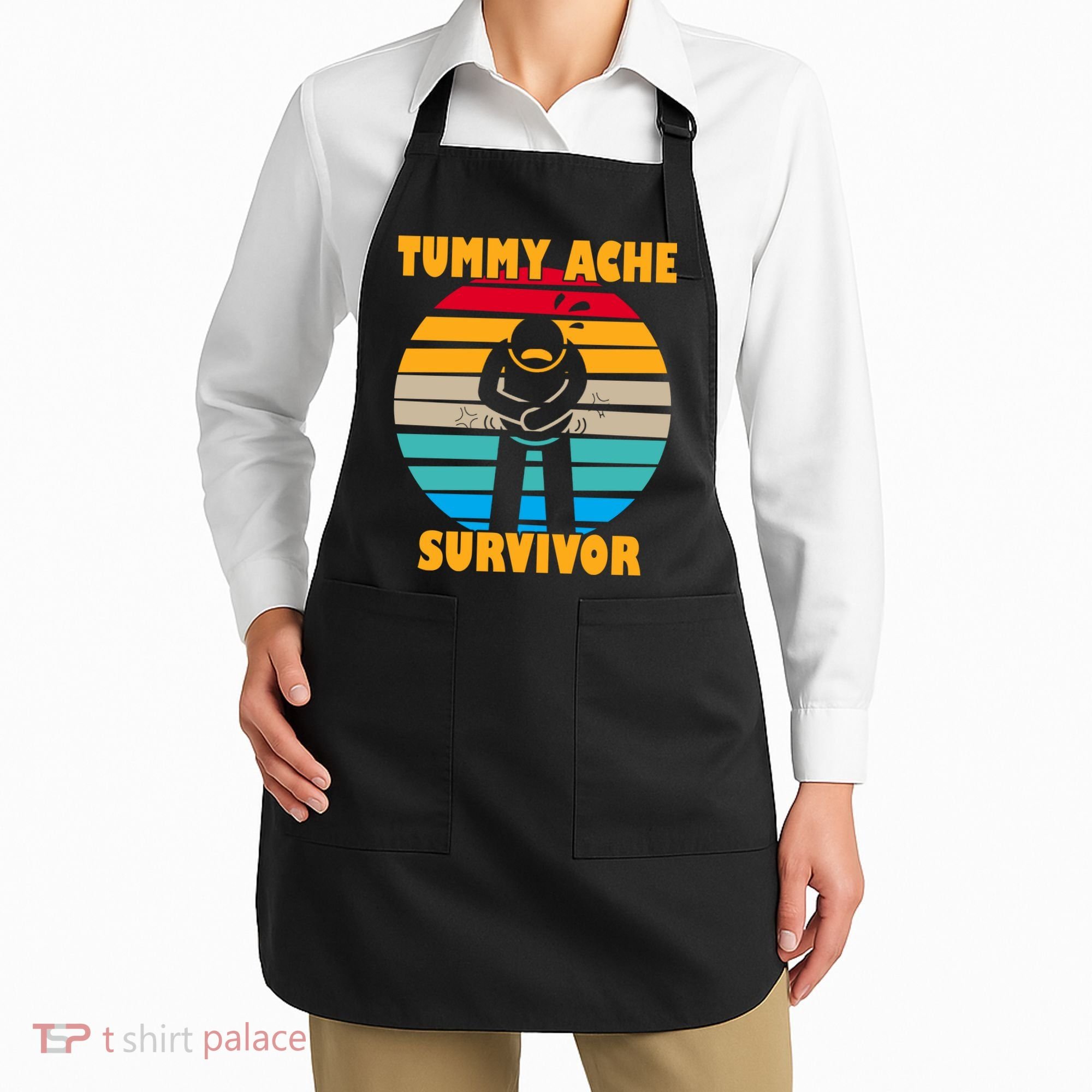 Tummy Ache Survivor Funny Retro Apron
