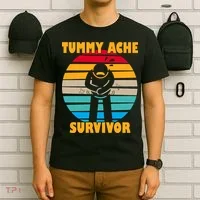Tummy Ache Survivor Funny Retro T-Shirt thumb 6