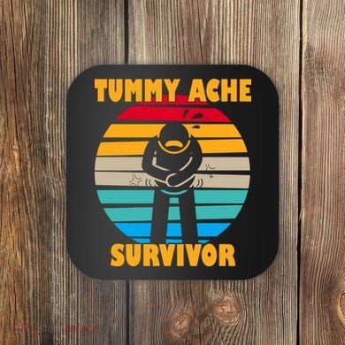 Tummy Ache Survivor Funny Retro Coaster