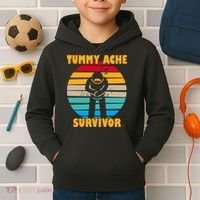 Tummy Ache Survivor Funny Retro Kids Hoodie thumb 2