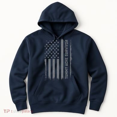 Tummy Ache Survivor IBS Stomach Ache US Flag Hoodie