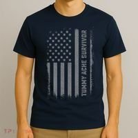 Tummy Ache Survivor IBS Stomach Ache US Flag T-Shirt thumb 3