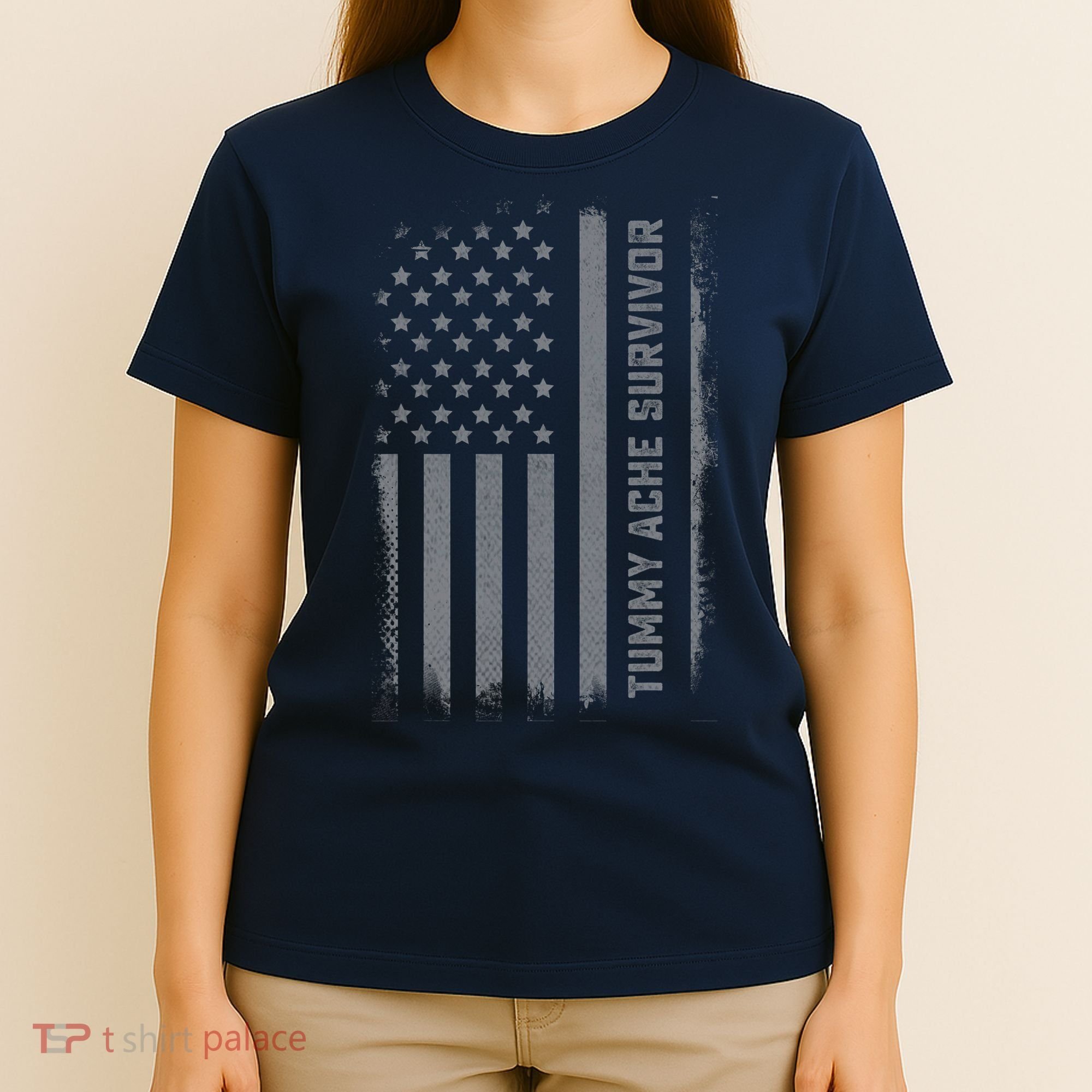 Tummy Ache Survivor IBS Stomach Ache US Flag T-Shirt