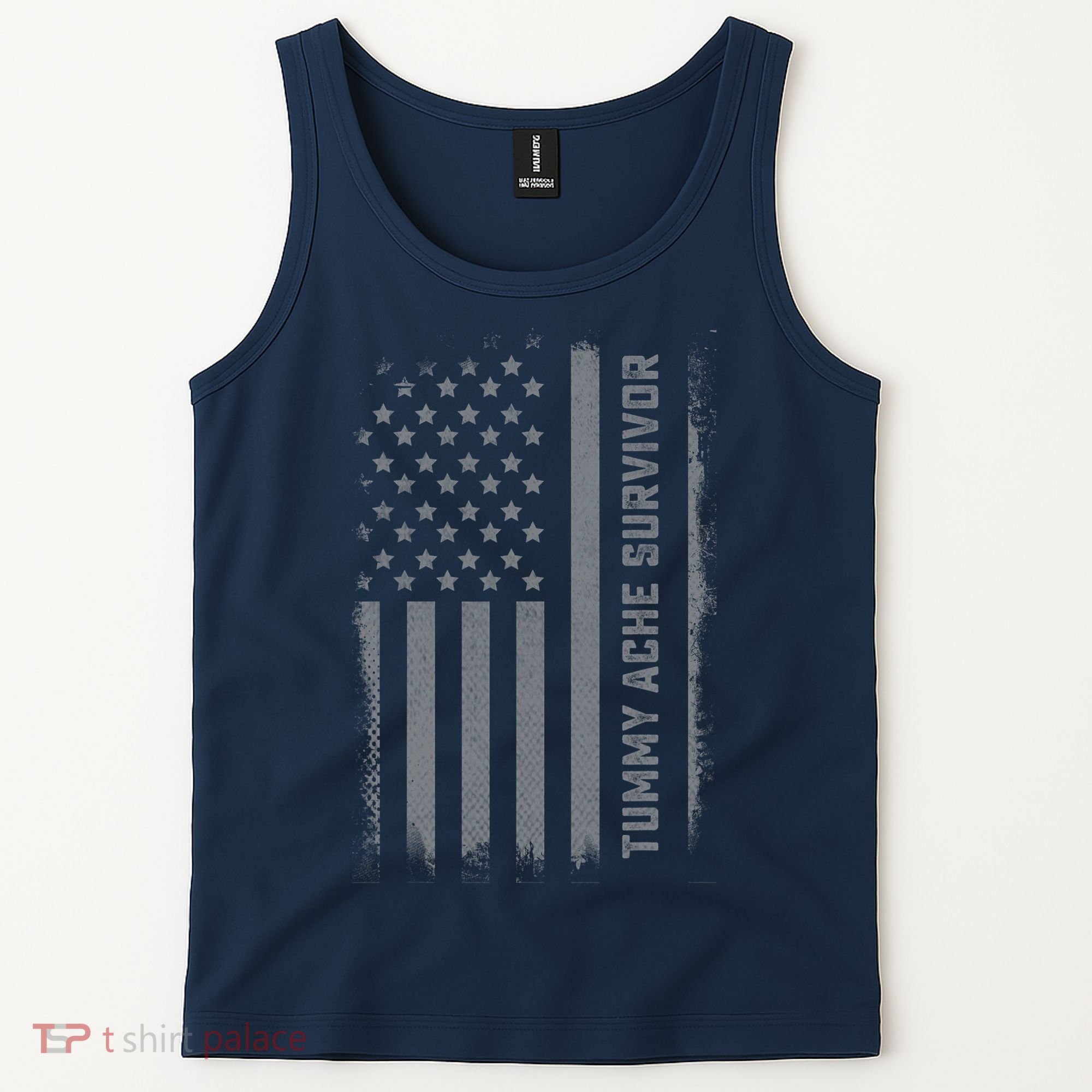 Tummy Ache Survivor IBS Stomach Ache US Flag Tank Top