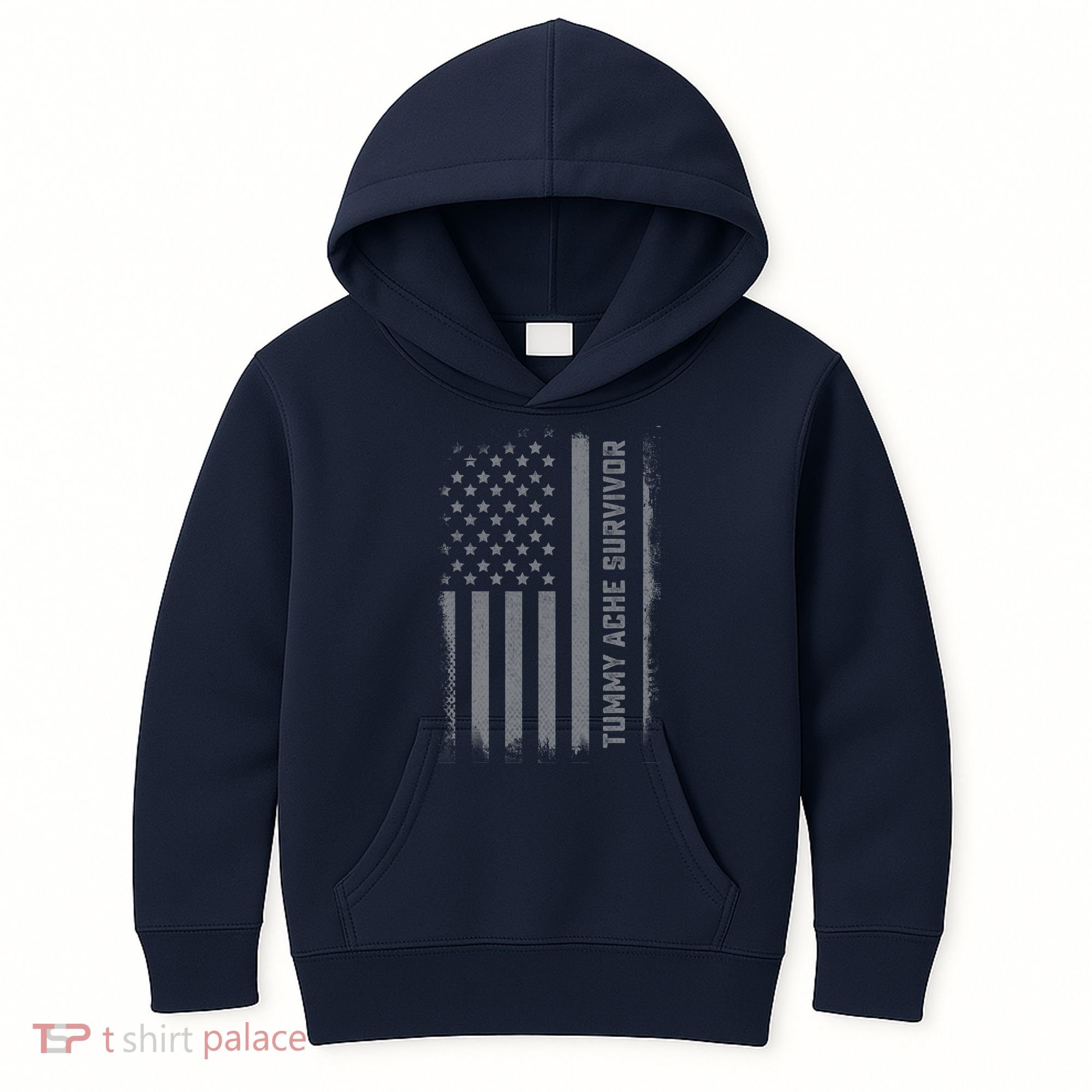 Tummy Ache Survivor IBS Stomach Ache US Flag Kids Hoodie