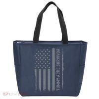 Tummy Ache Survivor IBS Stomach Ache US Flag Tote Bag thumb 0