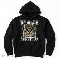 Tummy Ache Survivor Cat Meme Funny Saying Cats Animals  Hoodie thumb 0