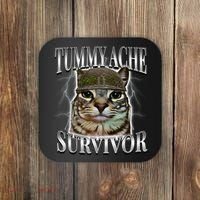 Tummy Ache Survivor Cat Meme Funny Saying Cats Animals  Coaster thumb 0