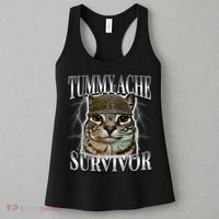 Tummy Ache Survivor Cat Meme Funny Saying Cats Animals  Women's Tank Top thumb 3