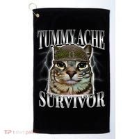 Tummy Ache Survivor Cat Meme Funny Saying Cats Animals  Golf Towel thumb 0