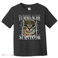 Tummy Ache Survivor Cat Meme Funny Saying Cats Animals  Toddler T-Shirt thumb 0