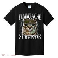 Tummy Ache Survivor Cat Meme Funny Saying Cats Animals  Kids T-Shirt thumb 0