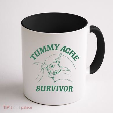 Tummy Ache Survivor Funny Rabbit Meme Bunny Lover Coffee Mug back
