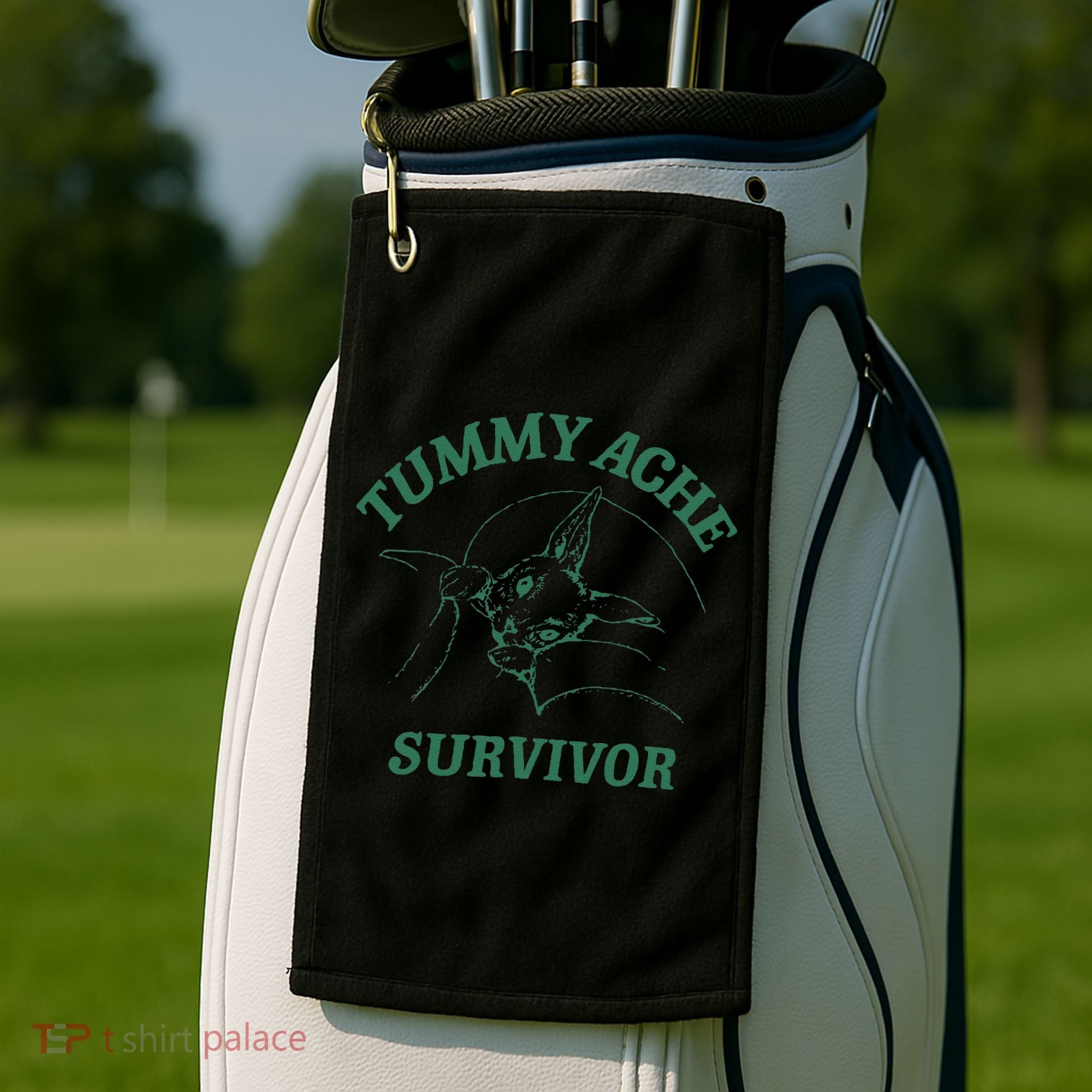 Tummy Ache Survivor Funny Rabbit Meme Bunny Lover Golf Towel