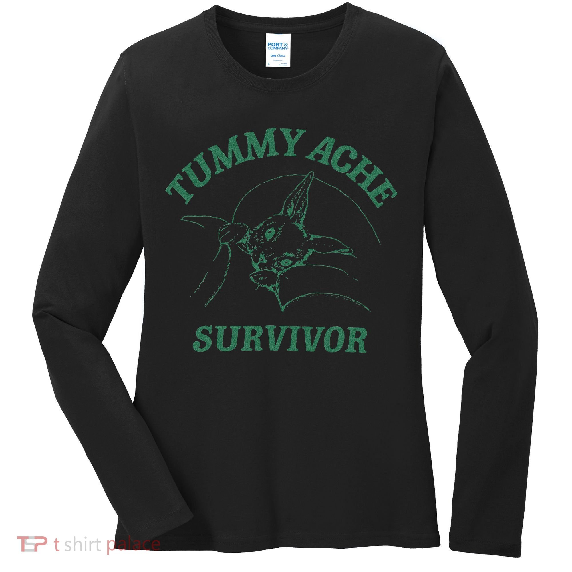 Tummy Ache Survivor Funny Rabbit Meme Bunny Lover Women's Long Sleeve Shirt