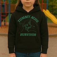 Tummy Ache Survivor Funny Rabbit Meme Bunny Lover Kids Hoodie thumb 3