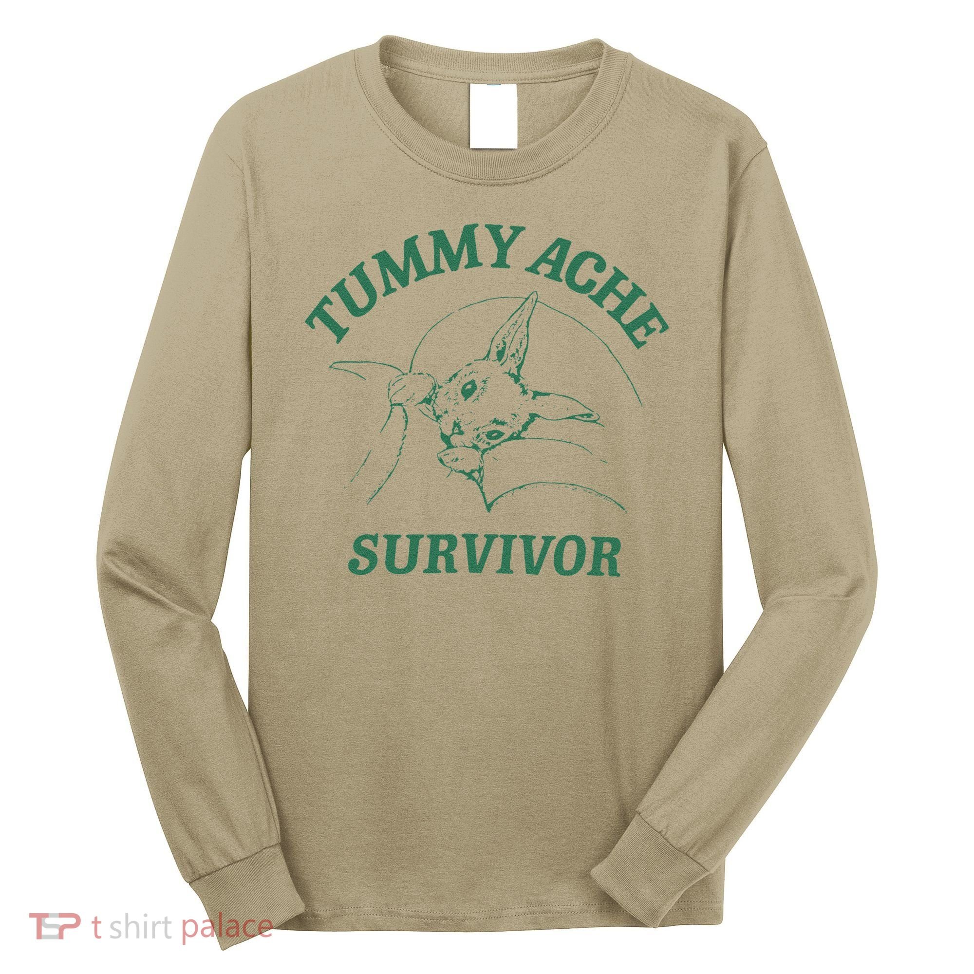 Tummy Ache Survivor Funny Rabbit Meme Bunny Lover Long Sleeve Shirt
