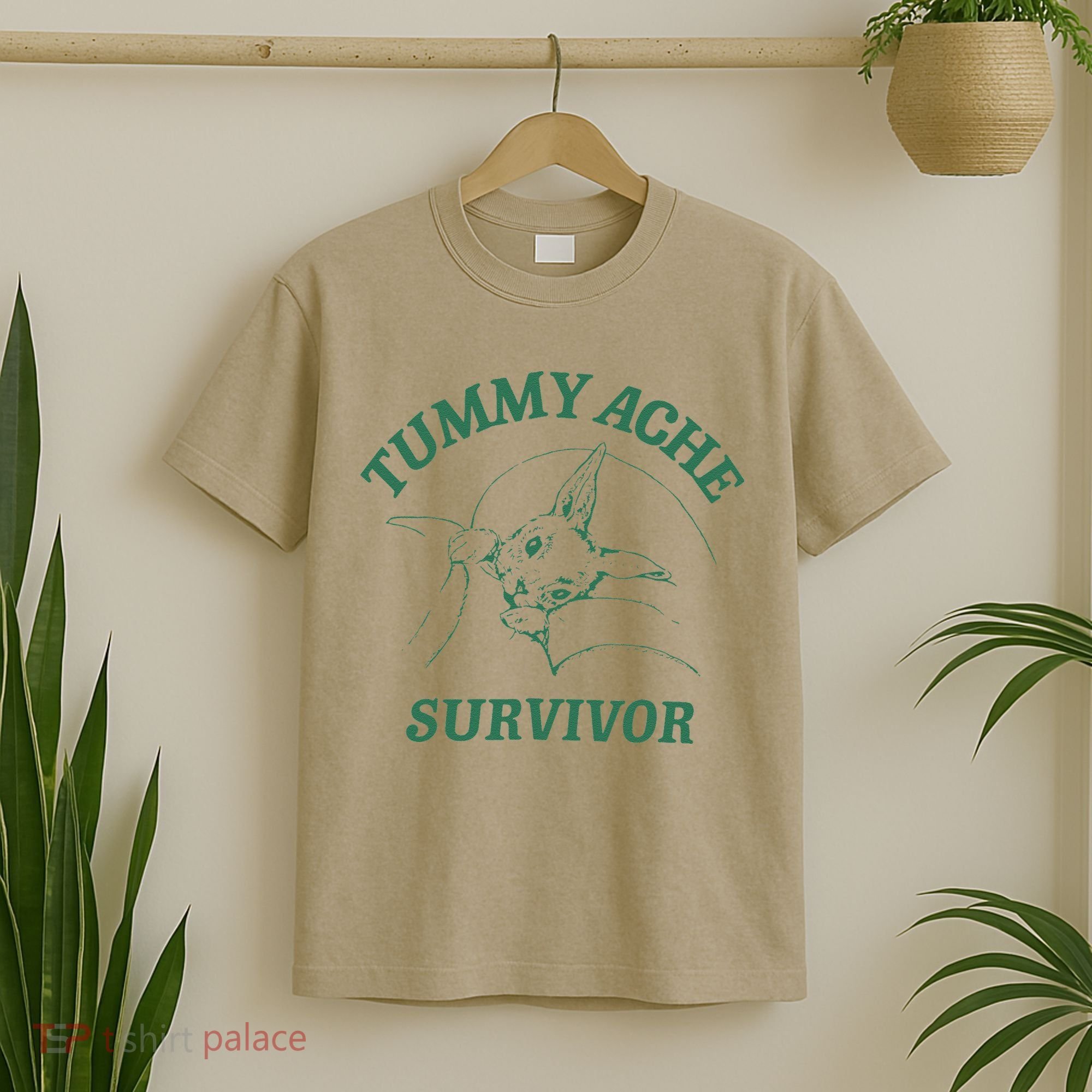 Tummy Ache Survivor Funny Rabbit Meme Bunny Lover T-Shirt