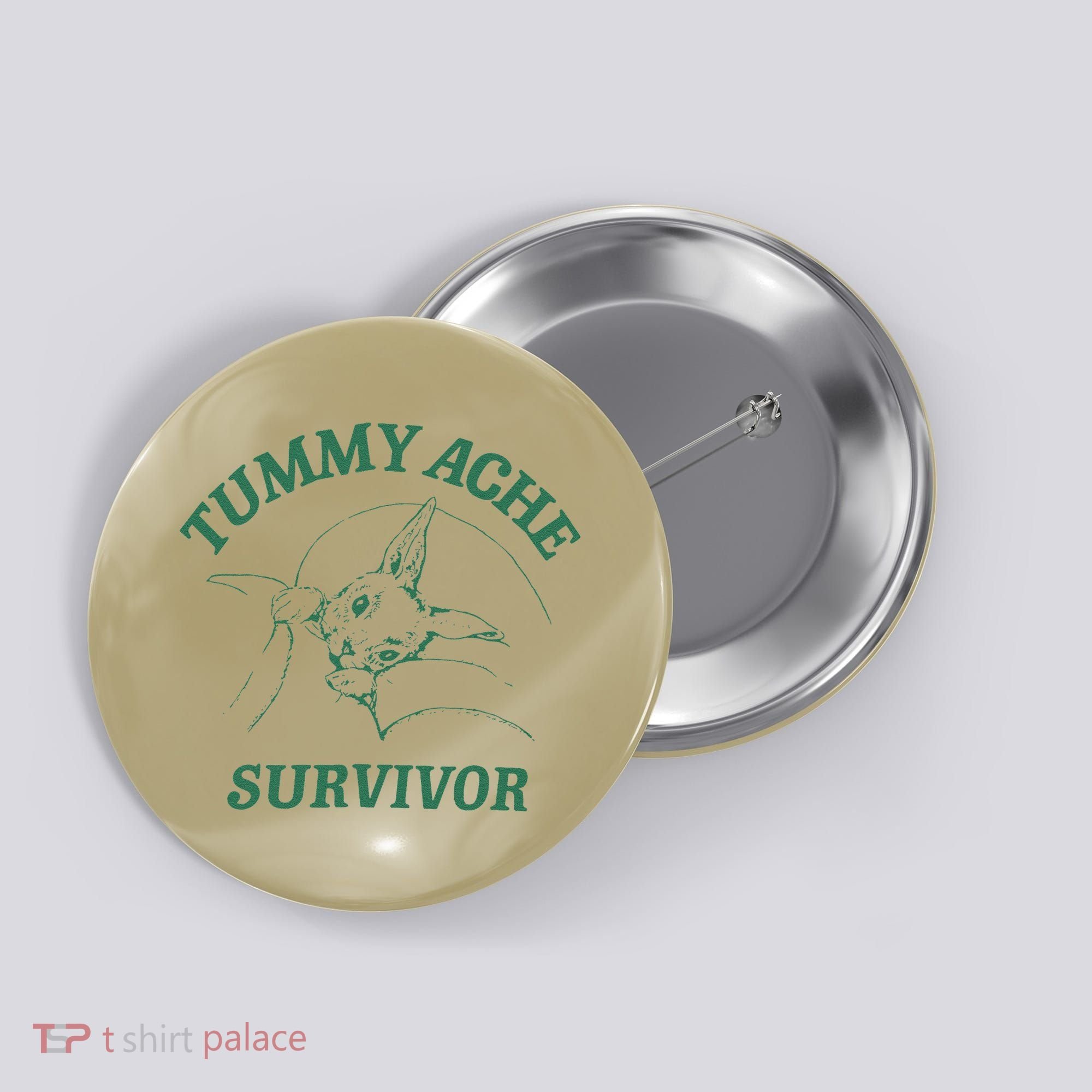 Tummy Ache Survivor Funny Rabbit Meme Bunny Lover Button