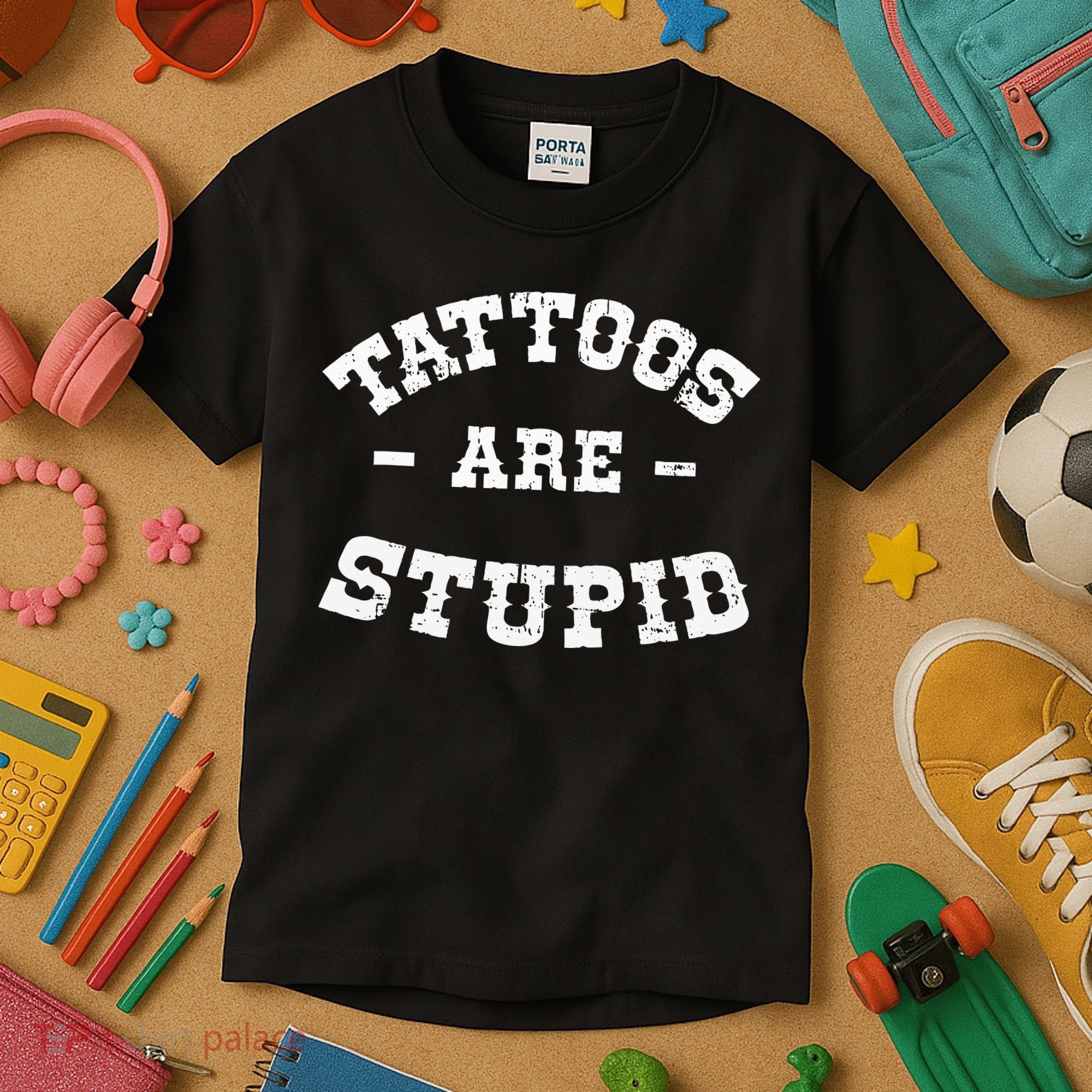 Tattoos Are Stupid Sarcastic Ink Addict Tattooed Western Kids T-Shirt